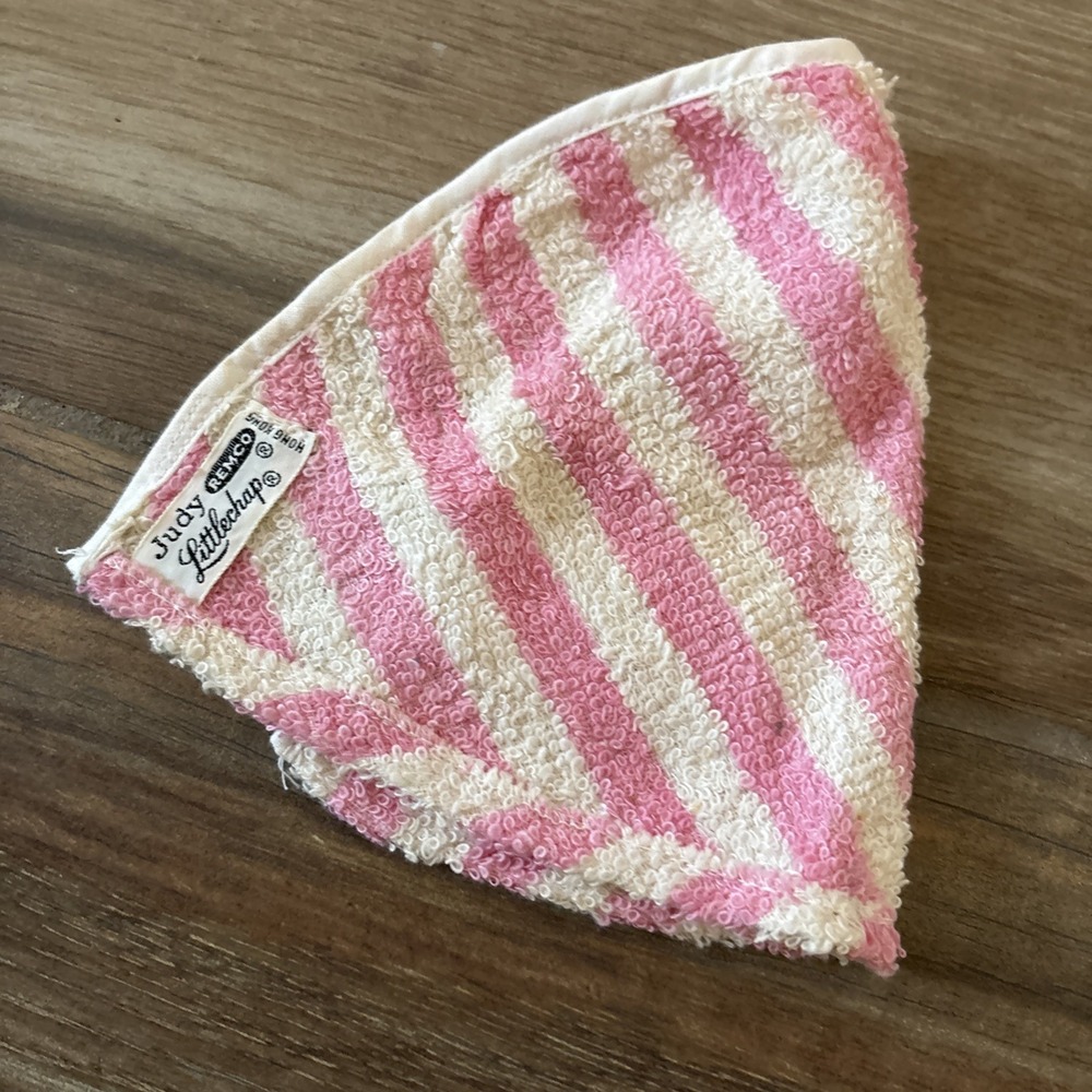 Vintage 1963 Judy Remco LITTLECHAP Doll Fashion Hong Kong Bath Towel Pink Stripe